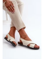 Zazoo 40407 Sandały Skórzane Damskie Jasnobeżowe