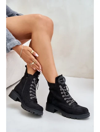 Zateplené topánky s ozdobným šnurovaním Vinceza Black