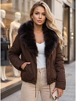 Dámska zimná bunda s odnímateľným golierom, hnedá, FashionStreet TY6071 Dámska zimná bunda s odnímateľným golierom, hnedá, FashionStreet TY6071