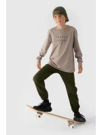 Chłopięce Spodnie Joggery Casual Gładkie 4F 4FJWMM00TTROM0812-43S Khaki