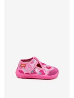 Milami Detské elastické papuče na suchý zips s jahodami Pink Ambette Milami Detské elastické papuče na suchý zips s jahodami Pink Ambette