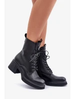 Zateplené dámske členkové topánky z prírodnej kože Vinceza 66671 Black