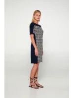Šaty s krátkymi rukávmi 20502 modrá a biela - Vamp