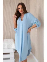 Šaty s výstrihom do V 88536 modré - Talianska móda