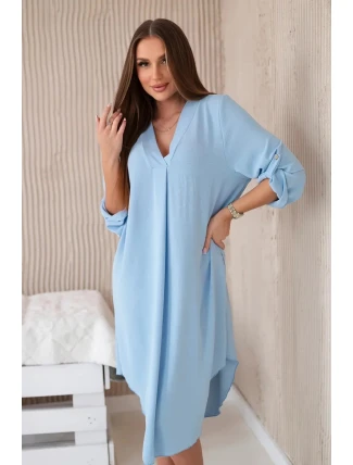 Šaty s výstrihom do V 88536 modré - Talianska móda