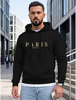 Pánska mikina s kapucňou a potlačou PARIS, čierna, FashionStreet NX5147BX Pánska mikina s kapucňou a potlačou PARIS, čierna, FashionStreet NX5147BX