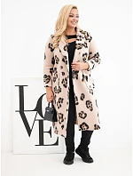 Dámsky elegantný kabát vo veľkosti Plus Size s klopami, leopardí vzor, béžový Dámsky elegantný kabát vo veľkosti Plus Size s klopami, leopardí vzor, béžový