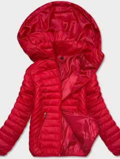 Dámska prešívaná bunda s kapucňou červená (B0124-4)
