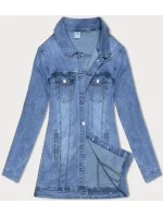 Dlhá džínsová bunda v modrej farbe (GD8750-LK)