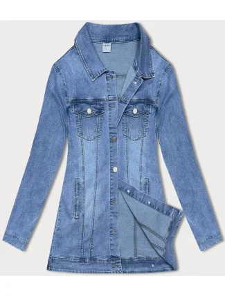 Dlhá džínsová bunda v modrej farbe (GD8750-LK)