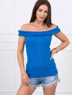 Nevädze modrá volániková blúza s pruhmi