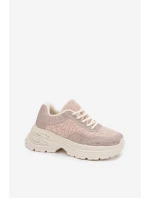 Sneakersy Damskie Z Cyrkoniami I Futerkiem Typu Baranek Jasnobeżowe Zarika