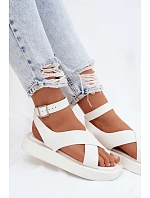 Sandály z eko kůže na platformě Bílé Zella