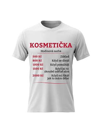 Dámske bavlnené tričko s potlačou - HOURLY COSMETIC COLLECTION - biele Dámske bavlnené tričko s potlačou - HOURLY COSMETIC COLLECTION - biele