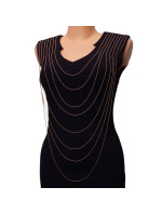 KIMI Luxusné dámske spoločenské šaty zdobené retiazkami čierne - Čierna - Kimi & Co
