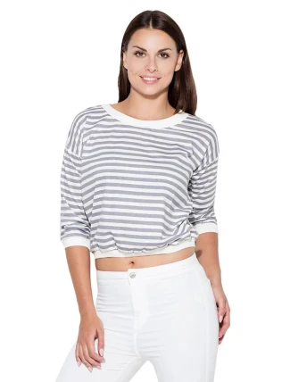 Dámska blúzka K204 sivá/biela - Katrus