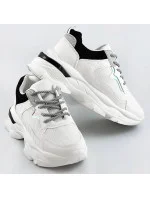 Bielo-čierne dámske šnurovacie športové topánky (LU-3)