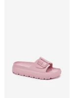 Klapki Damskie Piankowe Na Platformie Z Klamrą Różowe Viasara