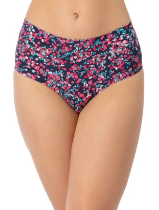 Dámske nohavičky Cranberries simple brasil maxi tmavo modré s ružovým vzorom - JULIMEX