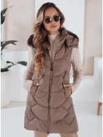 Dámska zateplená prešívaná vesta latte FashionStreet TY5104 Dámska zateplená prešívaná vesta latte FashionStreet TY5104