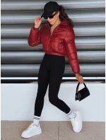Dámska krátka zimná bunda s kapucňou FashionStreet bordová TY5414
