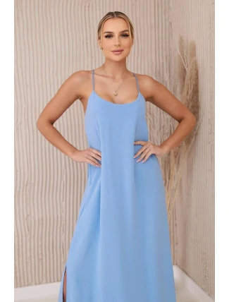 Dlhé šaty bez ramienok modré