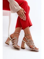 Zdobione Sandały Damskie Na Słupku D&A CR952 Różowe