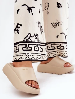 Piankowe Klapki Damskie Na Platformie Big Star RR274A569 Beżowe