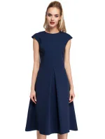 M296 Šaty s obrátenými záhybmi - tmavo modré