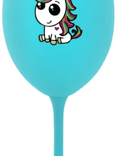 DUHOVÝ JEDNOROŽEC - tyrkysová sklenice na víno 350 ml