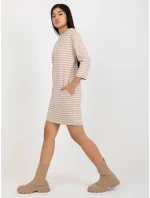 Dámske šaty LO SK LK 259.08 Béžová s bielou - Rue Paris