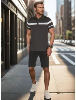 Pánska polokošeľa s pruhmi tmavosivá FashionStreet PX0630 Pánska polokošeľa s pruhmi tmavosivá FashionStreet PX0630