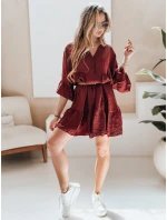 Letné mušelínové šaty LYVONNE bordová FashionStreet EY2614