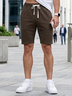 Pánske teplákové šortky so šnúrkou, hnedé, FashionStreet SX2628