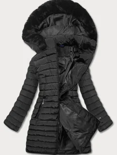 Prešívaná bunda s kapucňou čierna (l22-9865-1)