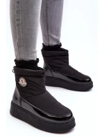 Wsuwane Śniegowce Damskie Na Platformie Czarne Gattea