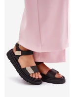 Dámske kožené sandále na platforme Zazoo 40443 black