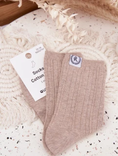 Bavlněné ponožky pruhované dámské béžové