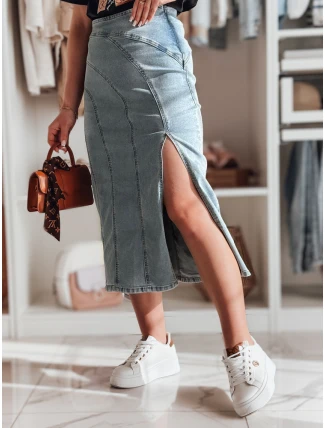 Džínsová midi sukňa s rozparkom MORETES modrá FashionStreet CY0481