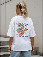 Dámske bavlnené tričko oversize s potlačou, biele, FashionStreet NX9502RY Dámske bavlnené tričko oversize s potlačou, biele, FashionStreet NX9502RY
