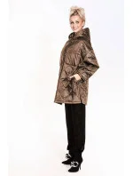 Hnedá dámska prešívaná bunda oversize s kapucňou (ag5-010)