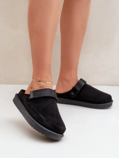 Ocieplane Kapcie Damskie Na Platformie Czarne Neliel