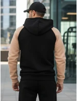 Pánska ťavia a čierna pruhovaná mikina FashionStreet BX5897