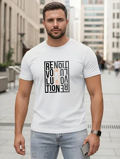 Pánske bavlnené tričko s potlačou revolution white FashionStreet NX0143R
