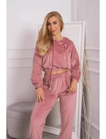 Velúrová súprava s kapucňou tmavo púdrovo ružová Velúrová súprava s kapucňou tmavo púdrovo ružová