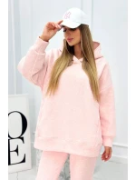 Zateplený set s mikinou s kapucňou prášková ružová melanž