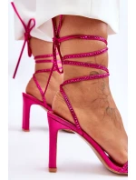 Eleganckie Wiązane Sandały Z Dżetami Fuksja Nessy