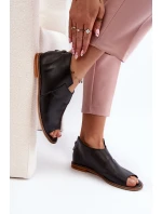 Damskie Skórzane Sandały Laura Messi 2443 Czarne