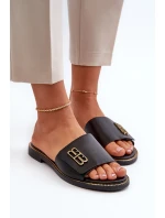 Zazoo 40384 Elegantné dámske čierne kožené žabky