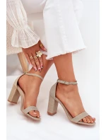 Błyszczące Sandały Damskie Na Słupku Złote Kavina